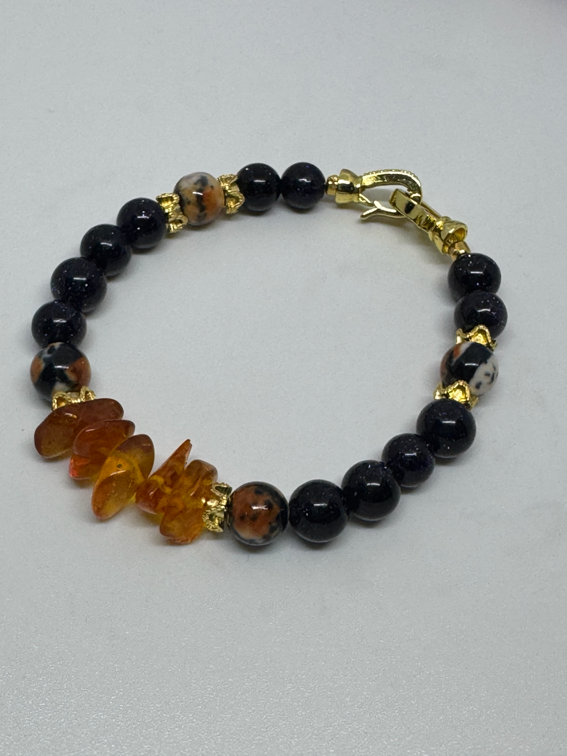 Malkova Amber, Agate & Blue Goldstone Intention Bracelet