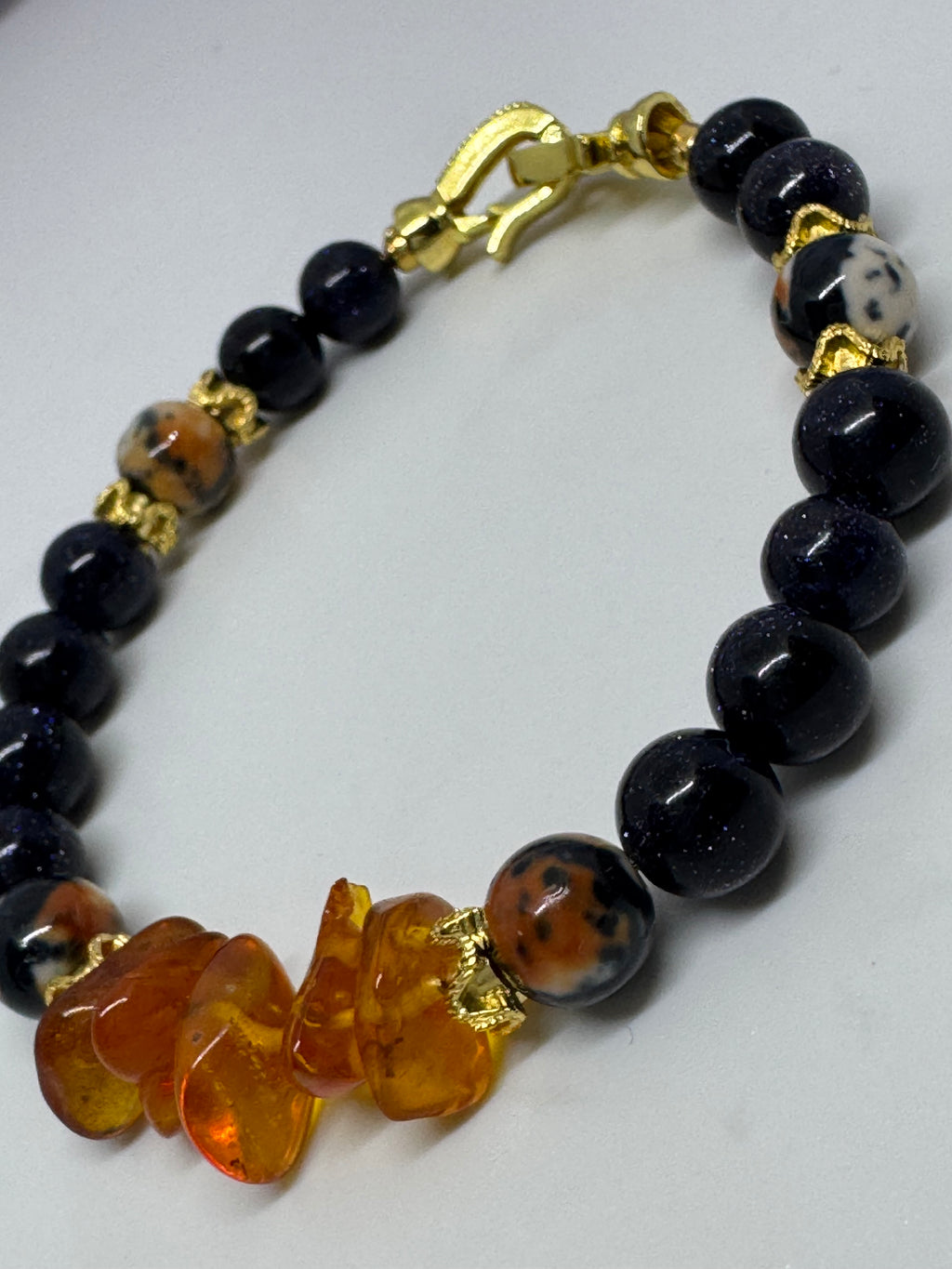 Malkova Amber, Agate & Blue Goldstone Intention Bracelet
