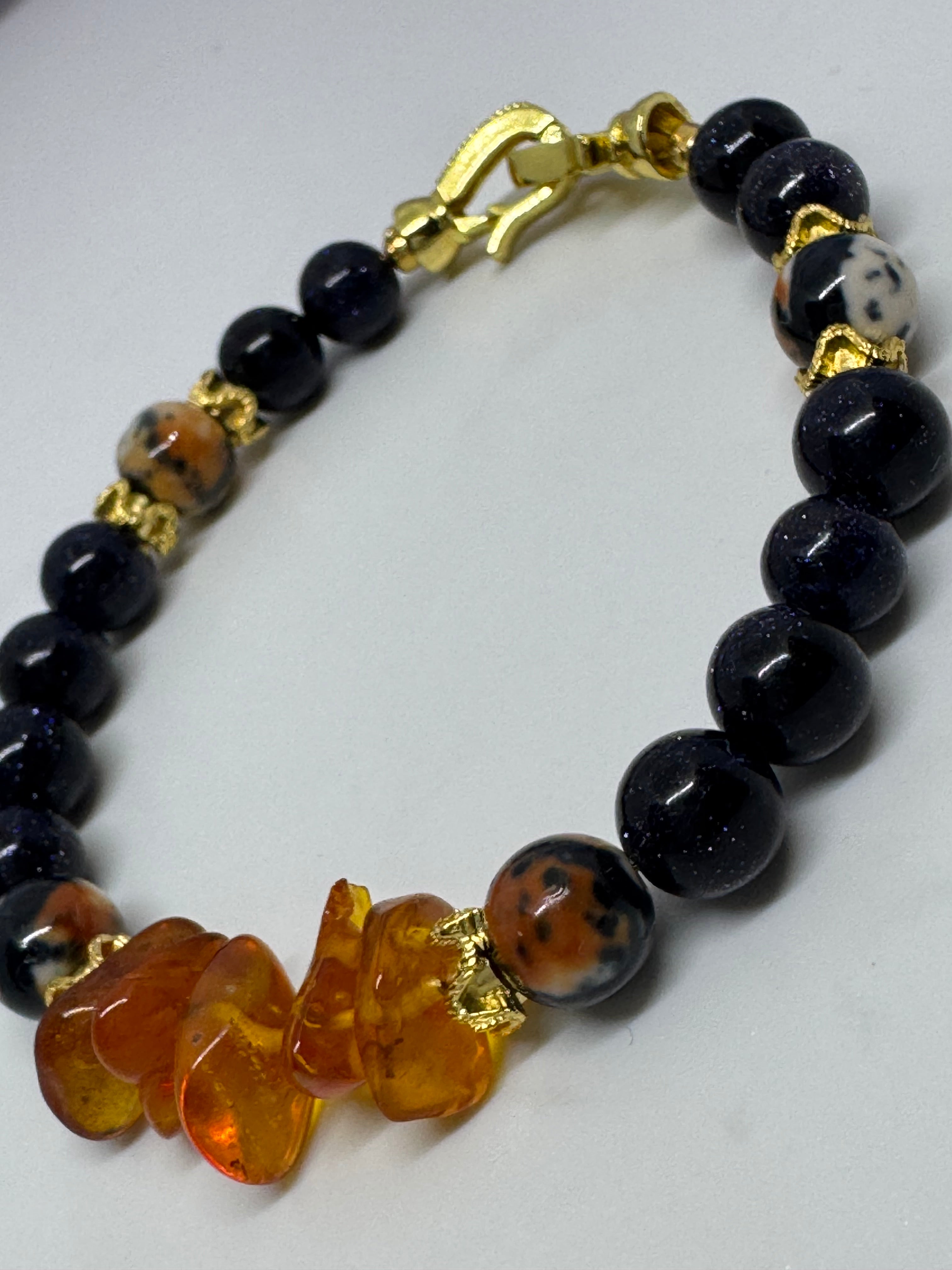 Malkova Amber, Agate & Blue Goldstone Intention Bracelet