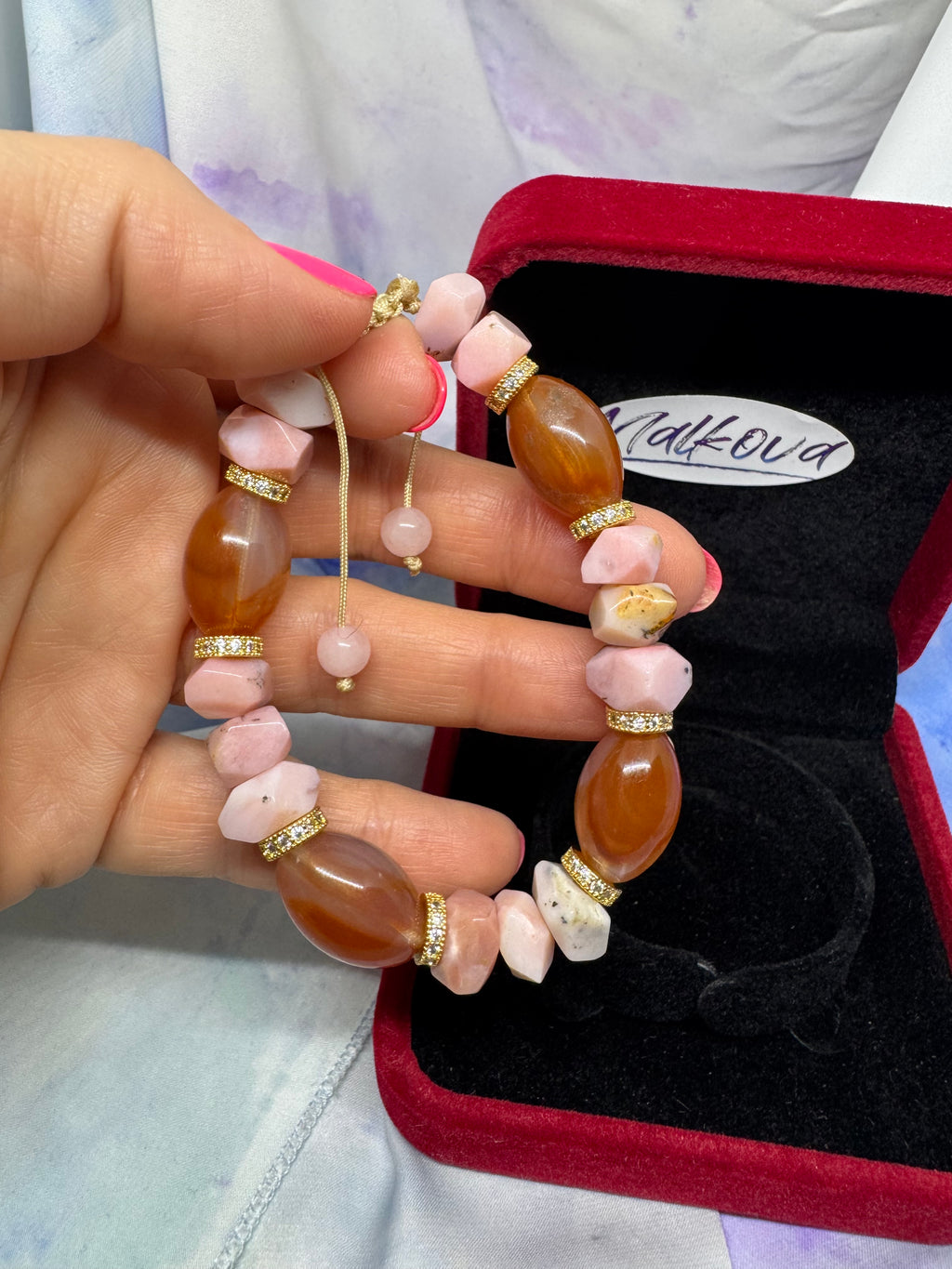 Malkova Carnelian & Pink Opal Feminine Flow Bracelet
